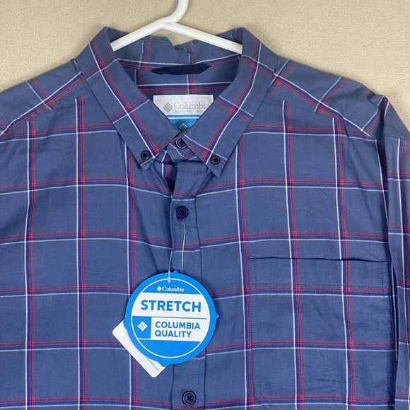 Columbia Shirt Adult Large‎ Blue Plaid Outdoor Fishing Hiking Mens NW - Picture 2 of 14